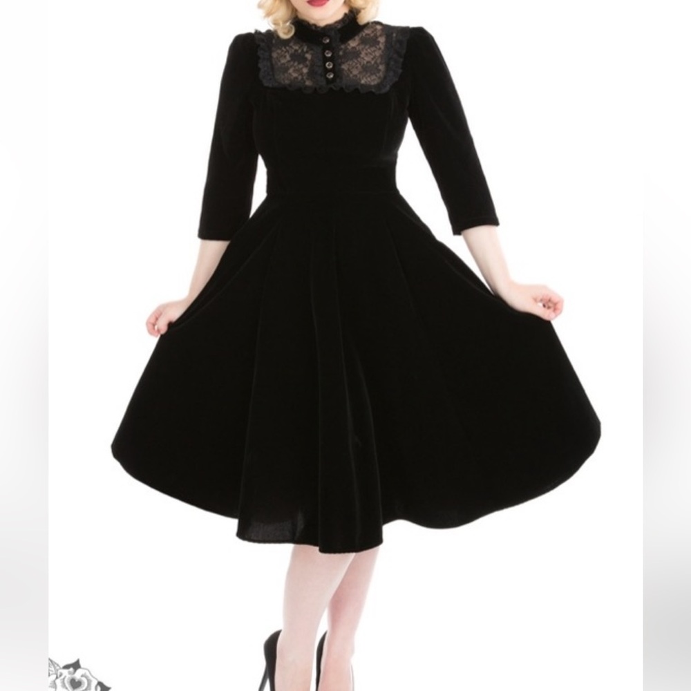Hearts & Roses Black Velvet Dress